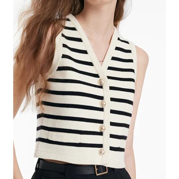 New Goelia Black and White Stripe Vest, Size US 6 - Picture 1 of 6